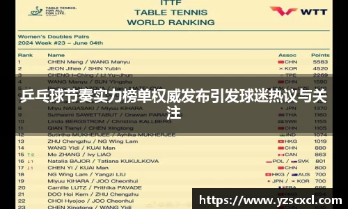 乒乓球节奏实力榜单权威发布引发球迷热议与关注